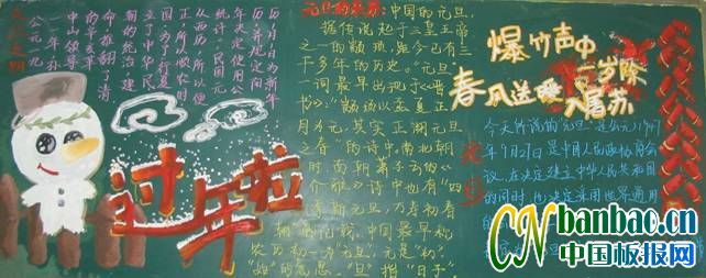 八年级学生新年好主题黑板报作品_共8张
