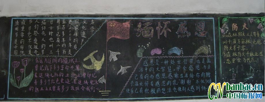 清明节“缅怀与感恩”主题黑板报作品展_共15张