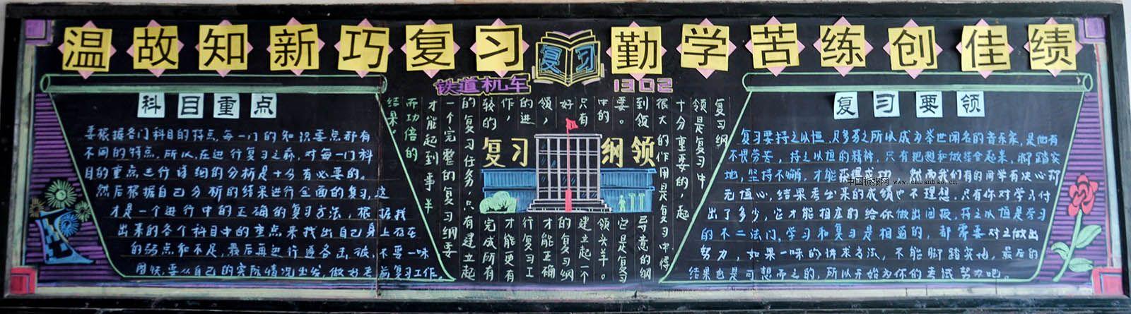温故知新巧复习 勤学苦练创佳绩黑板报作品展