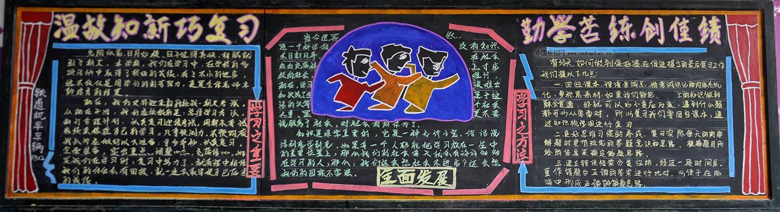 温故知新巧复习 勤学苦练创佳绩黑板报作品展