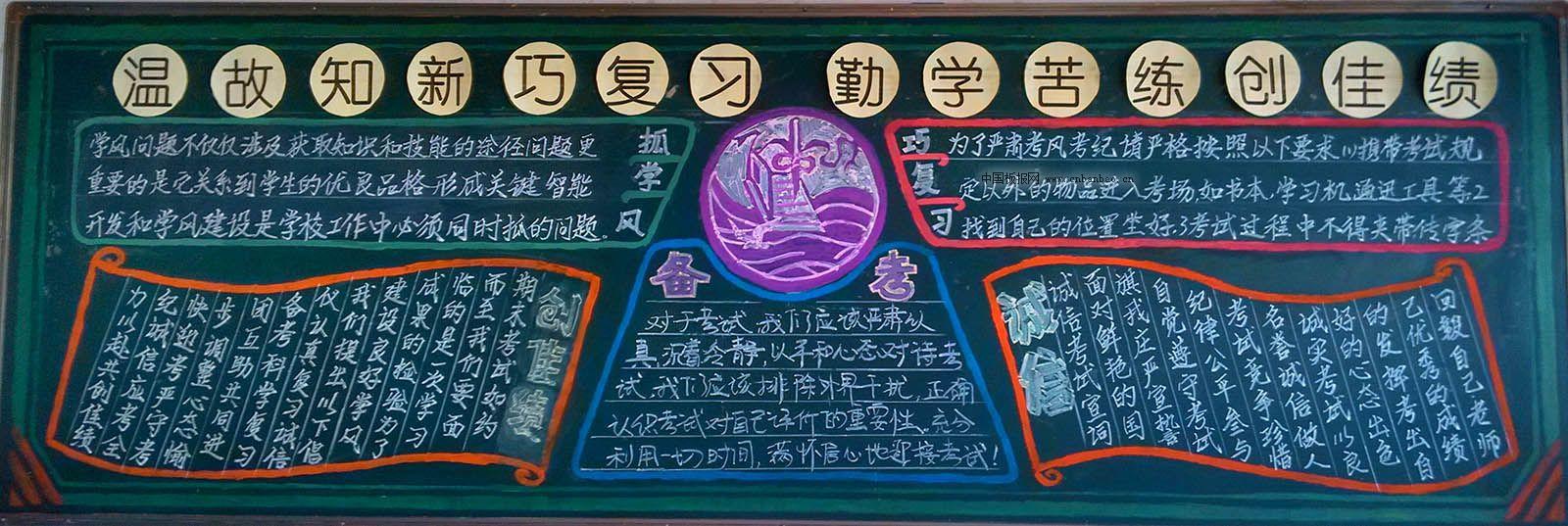 温故知新巧复习 勤学苦练创佳绩黑板报作品展
