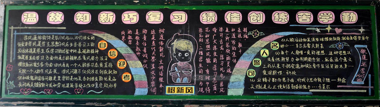 温故知新巧复习 勤学苦练创佳绩黑板报作品展