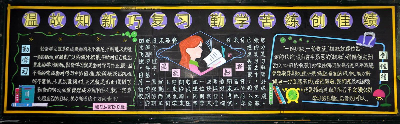 温故知新巧复习 勤学苦练创佳绩黑板报作品展