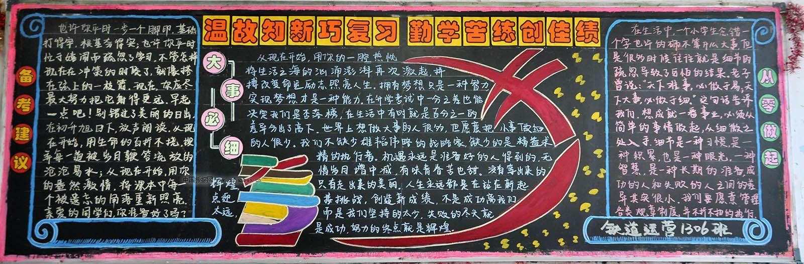 温故知新巧复习 勤学苦练创佳绩黑板报作品展