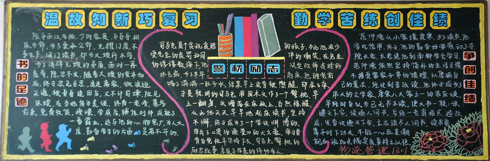 温故知新巧复习 勤学苦练创佳绩黑板报作品展