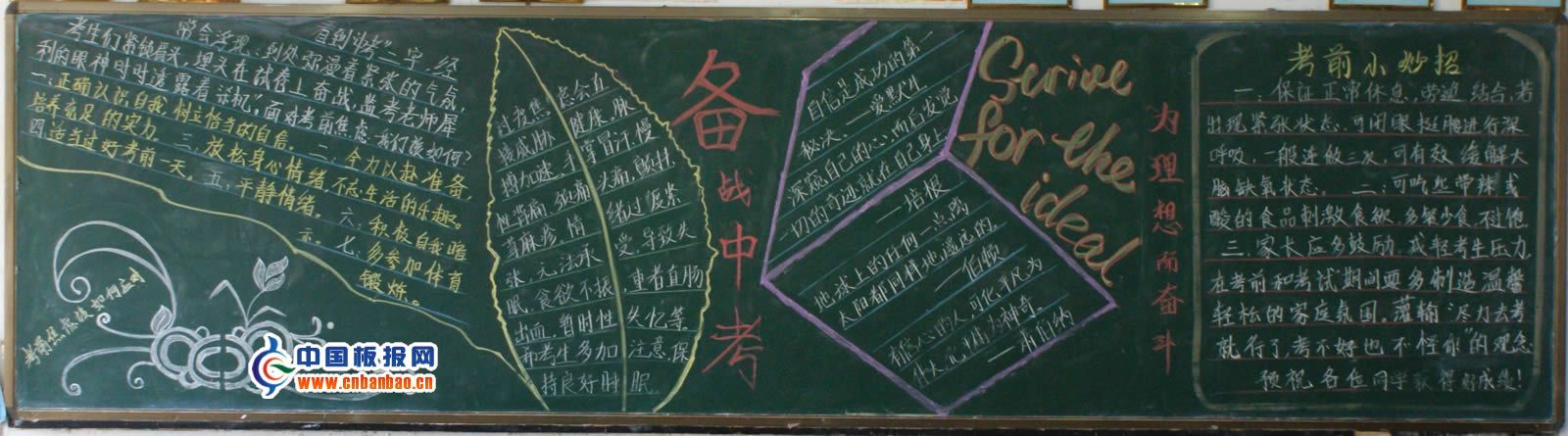 迎接中考黑板报