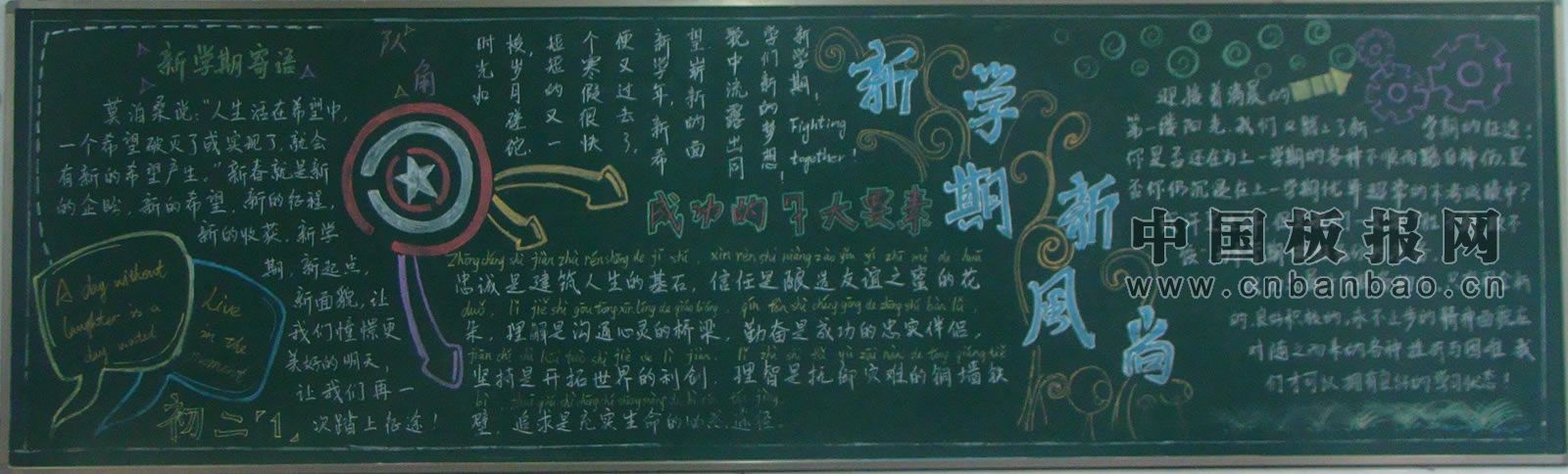 初三开学黑板报图片_新学期新风尚