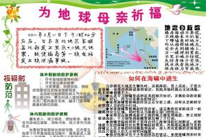 日本地震(核辐射)黑板报图片-为地球母亲祈福