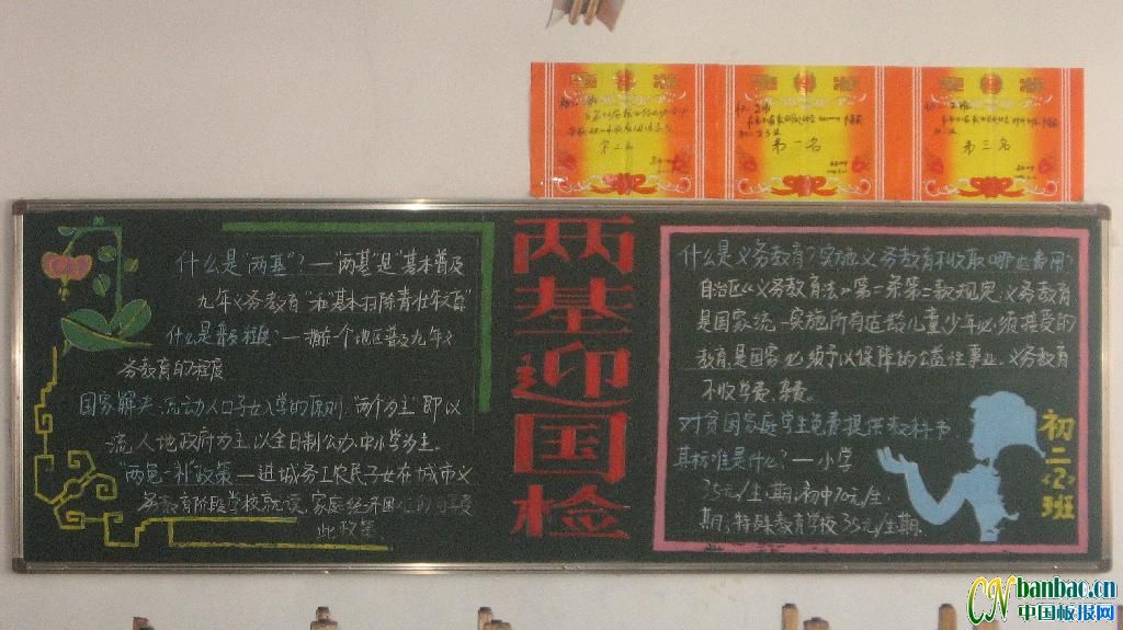 两基迎国检专题黑板报设计