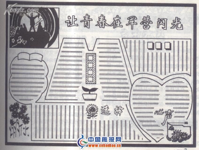 军营板报版式参考图：让青春在军营闪光