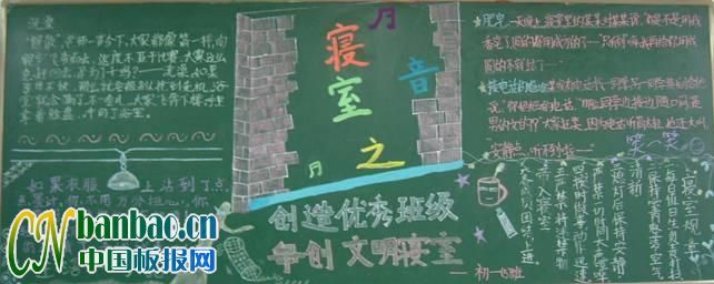 中学生“寝室内务”主题黑板报图片?8P