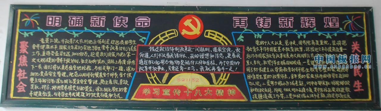 学习宣传十八大黑板报：明确新使命再铸新辉煌