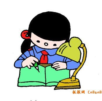 小学生认真学习黑板报插图