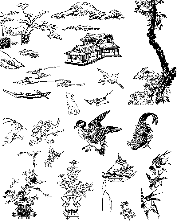 黑板报手抄报常用建筑插画