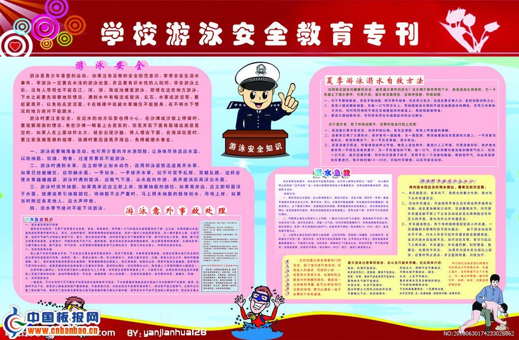 学校游泳安全教育板报设计图