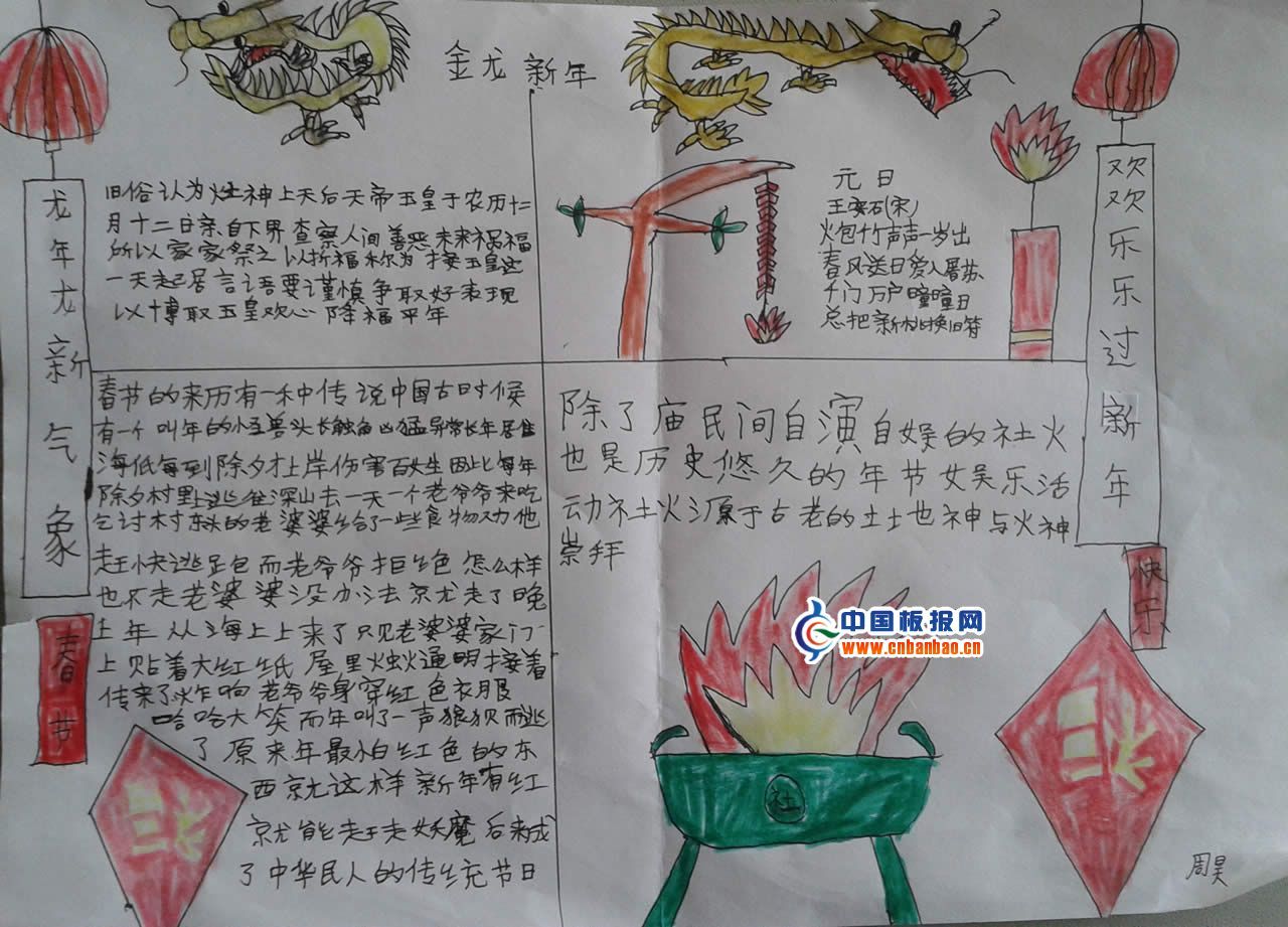 假期新年手抄报图片