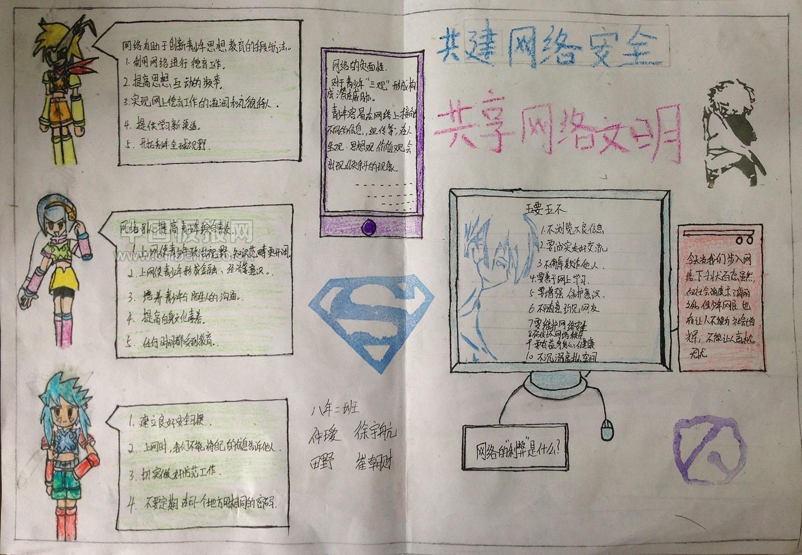 共建网络安全 共享网络文明手抄报