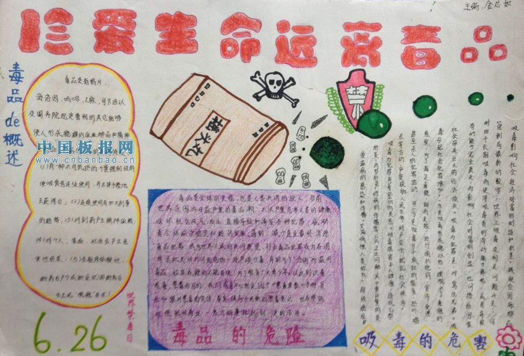 禁毒日获奖手抄报