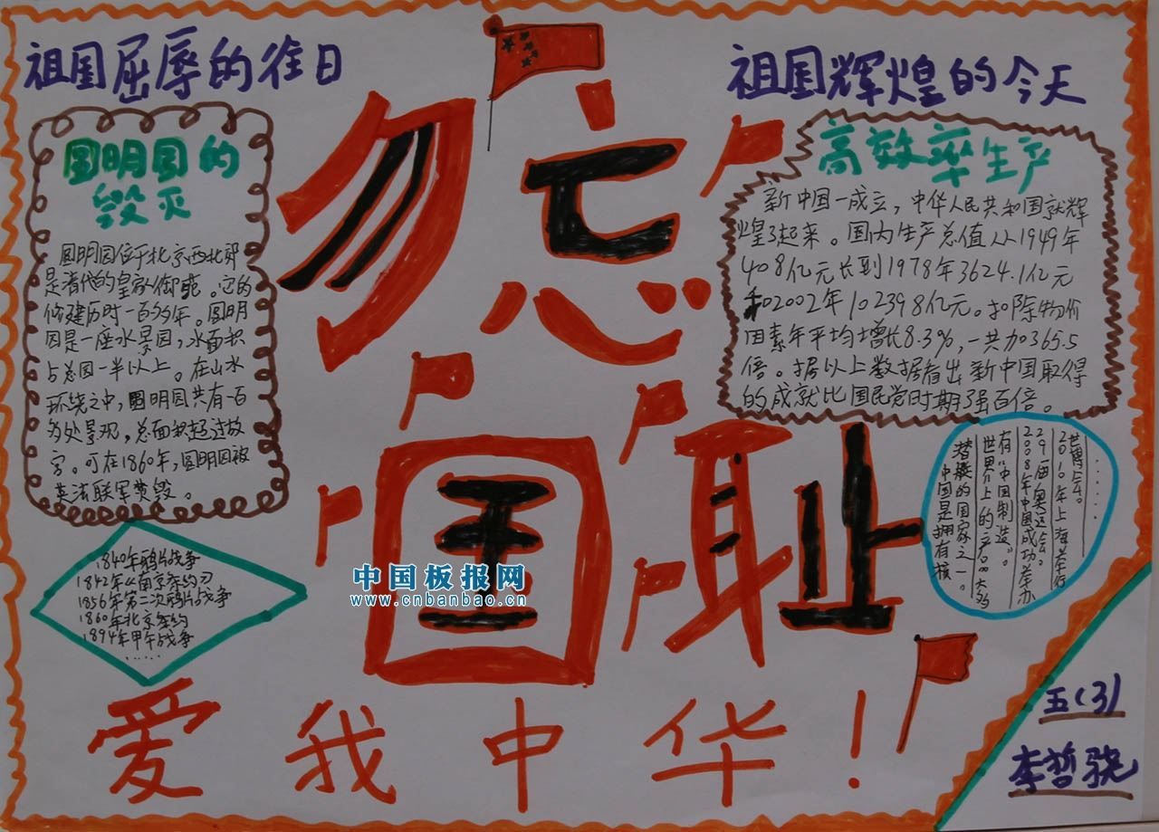 918爱我中华勿忘国耻手抄报