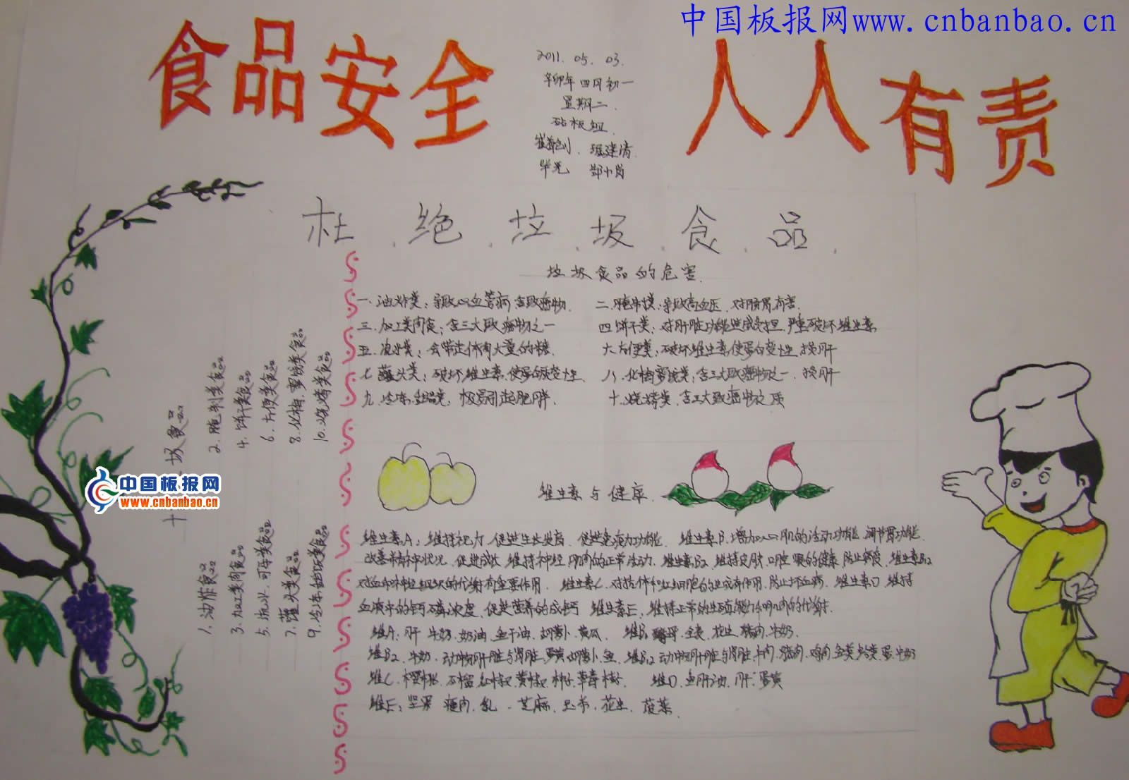食品安全人人有责手抄报