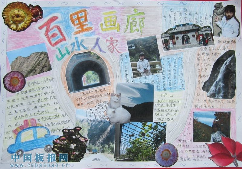 百里画廊山水人间手抄报