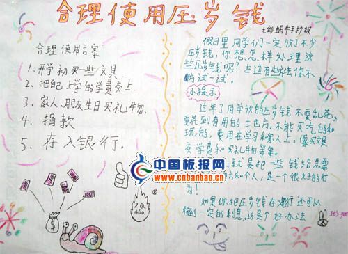 合理使用压岁钱手抄报图片