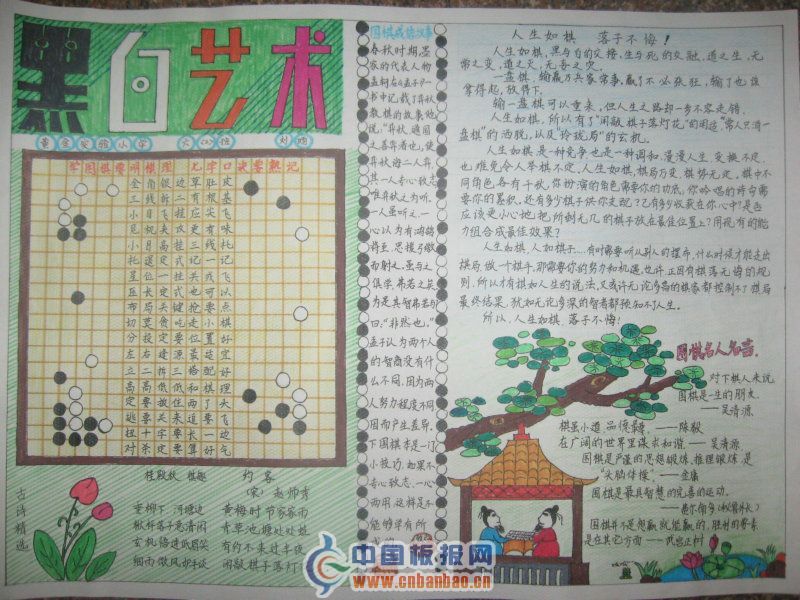 黑白艺术暨围棋手抄报图片-精品推荐