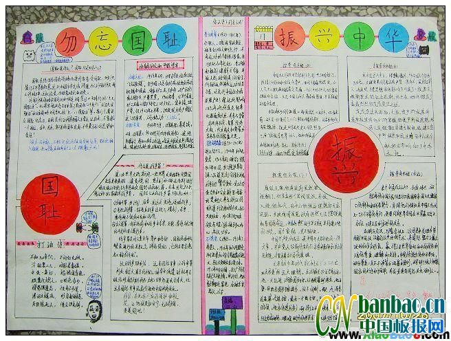 勿忘国耻振兴中华手抄报版面设计图