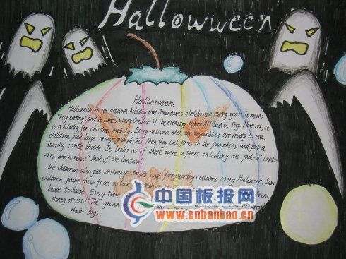 万圣夜Halloween手抄报版面设计图