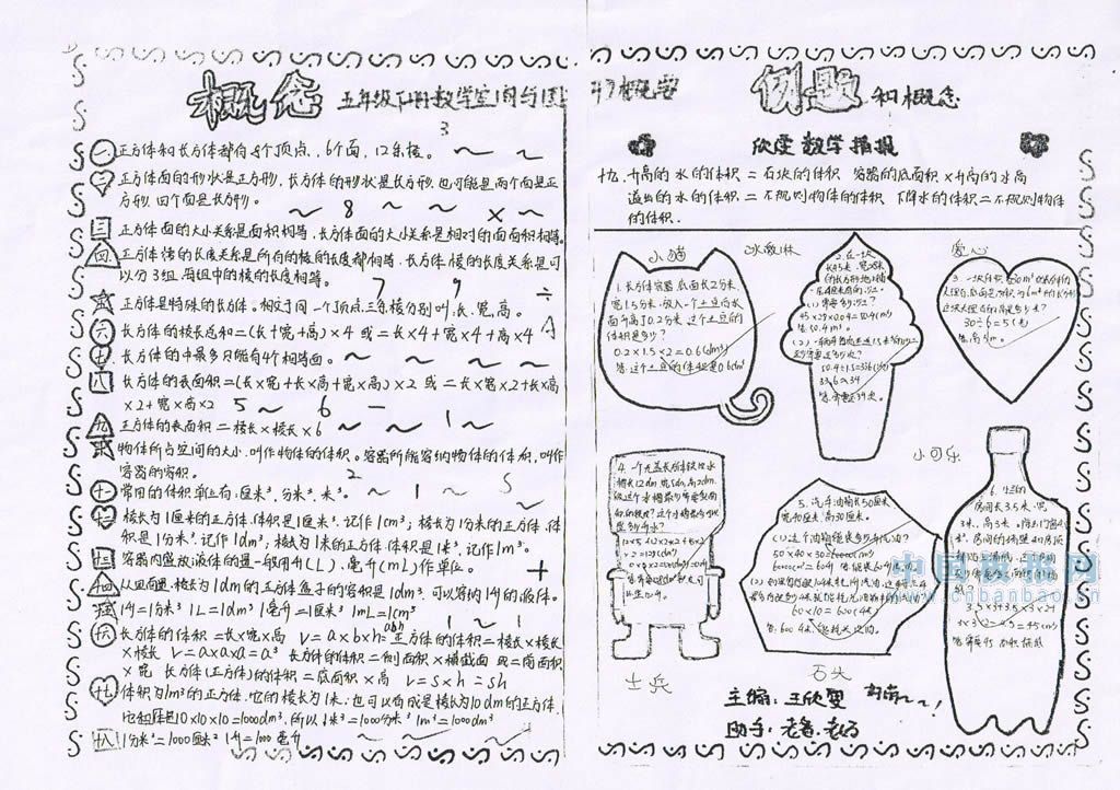 小学五年级下册数学手抄报