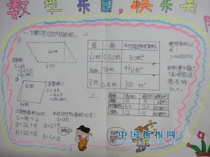 三年级数学复习手抄报图片