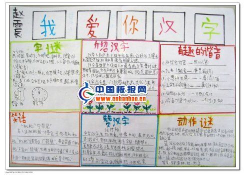 我爱汉字手抄报版面设计图
