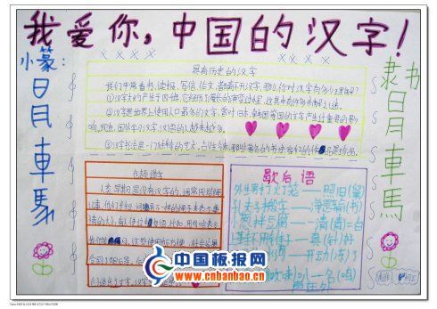 我爱汉字手抄报版面设计图