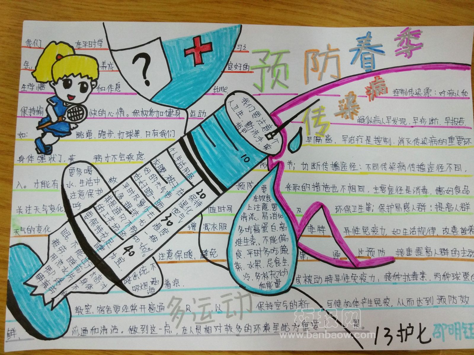 预防春季传染病手抄报二等奖作品展示