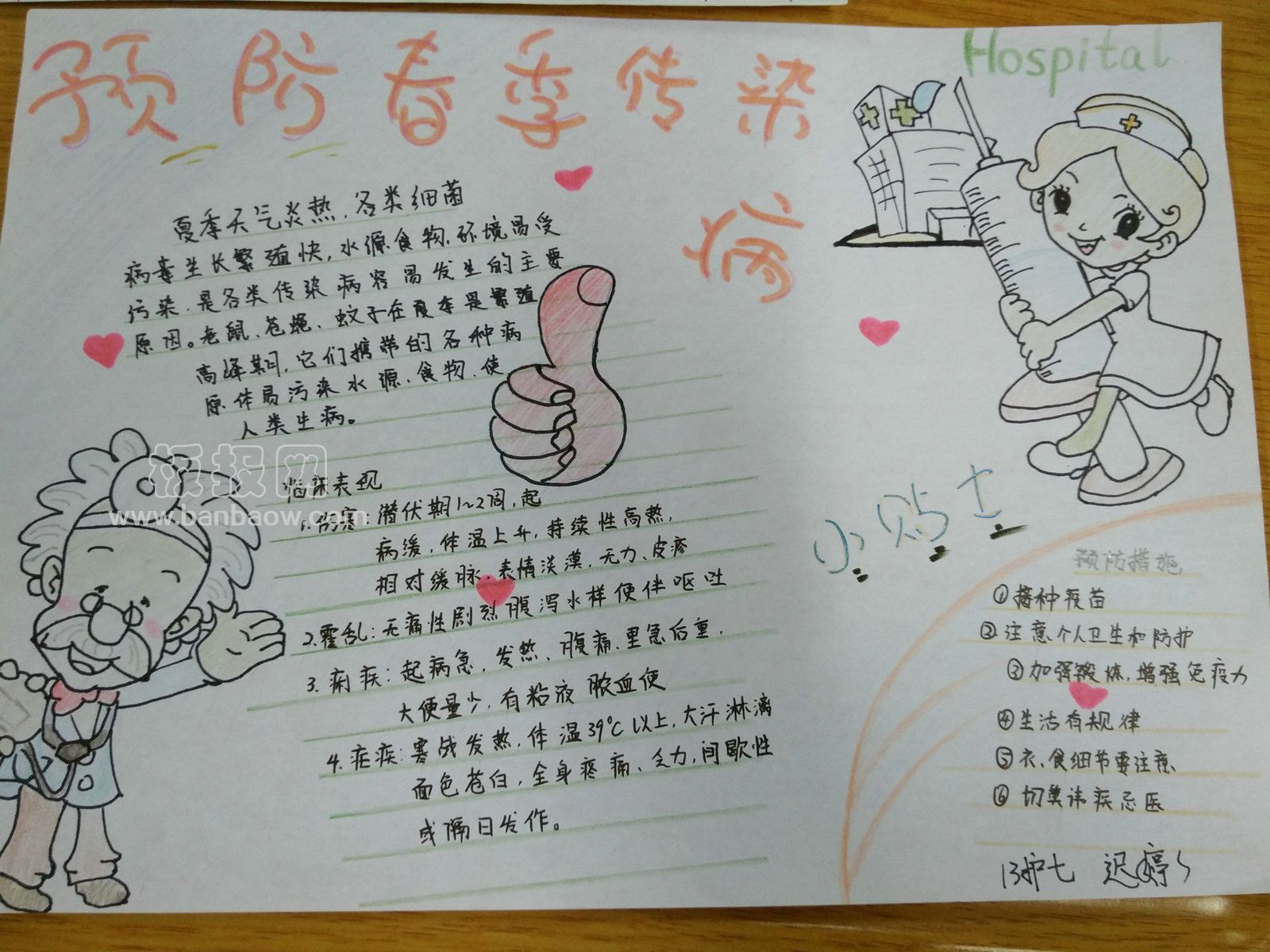 预防春季传染病手抄报二等奖作品展示