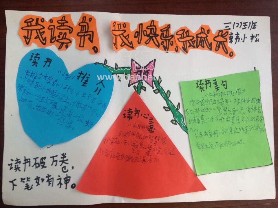 我读书 我快乐 我成长主题手抄报