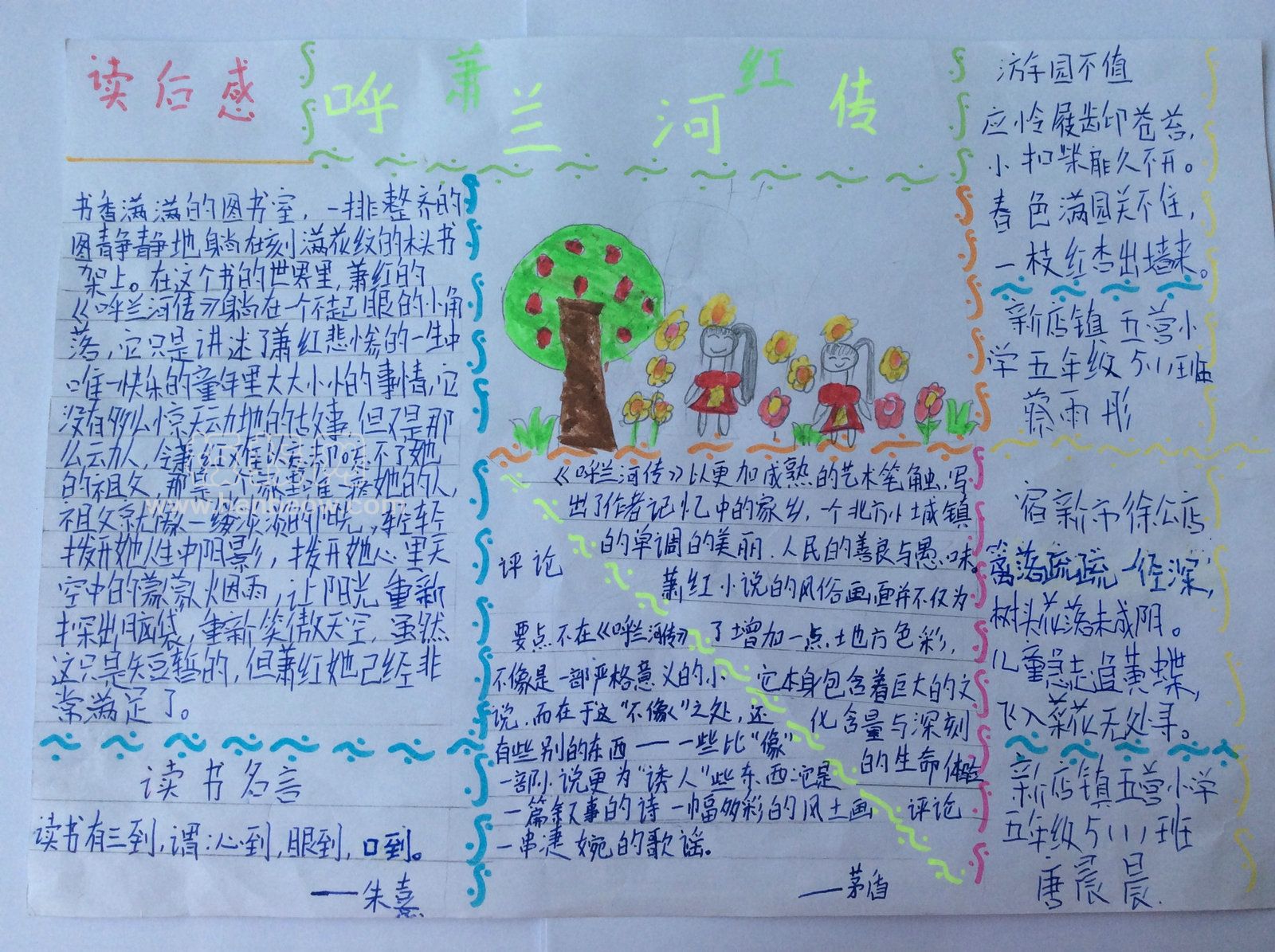 呼兰河传读后感手抄报