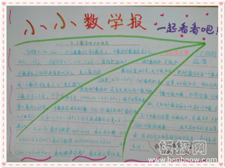 小学四年级数学手抄报大全