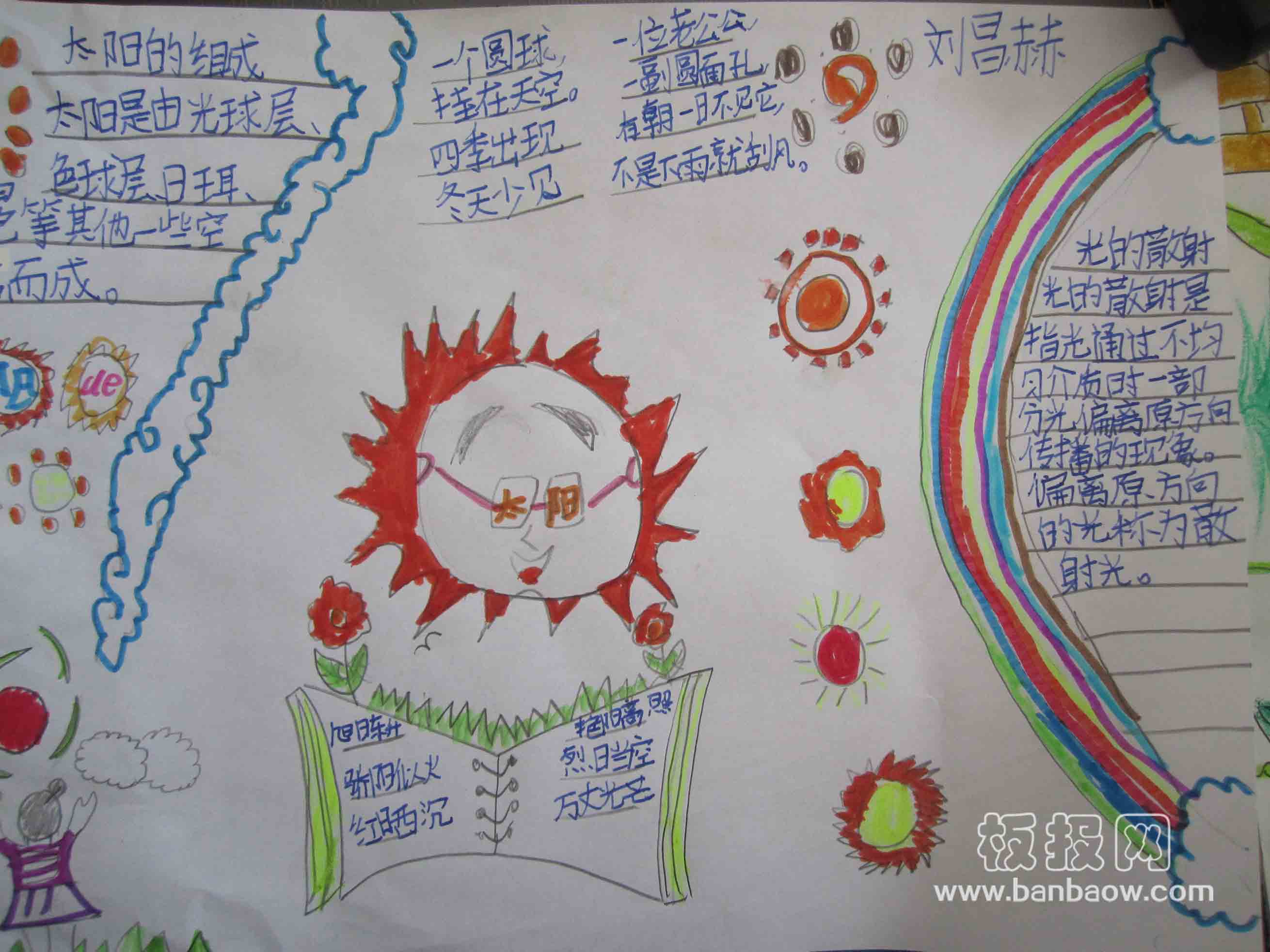 关于太阳和月亮的科普手抄报