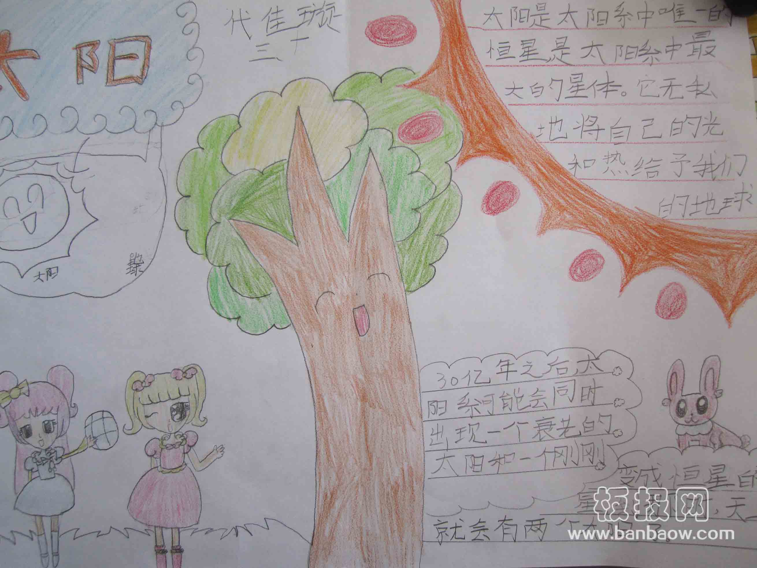 关于太阳和月亮的科普手抄报
