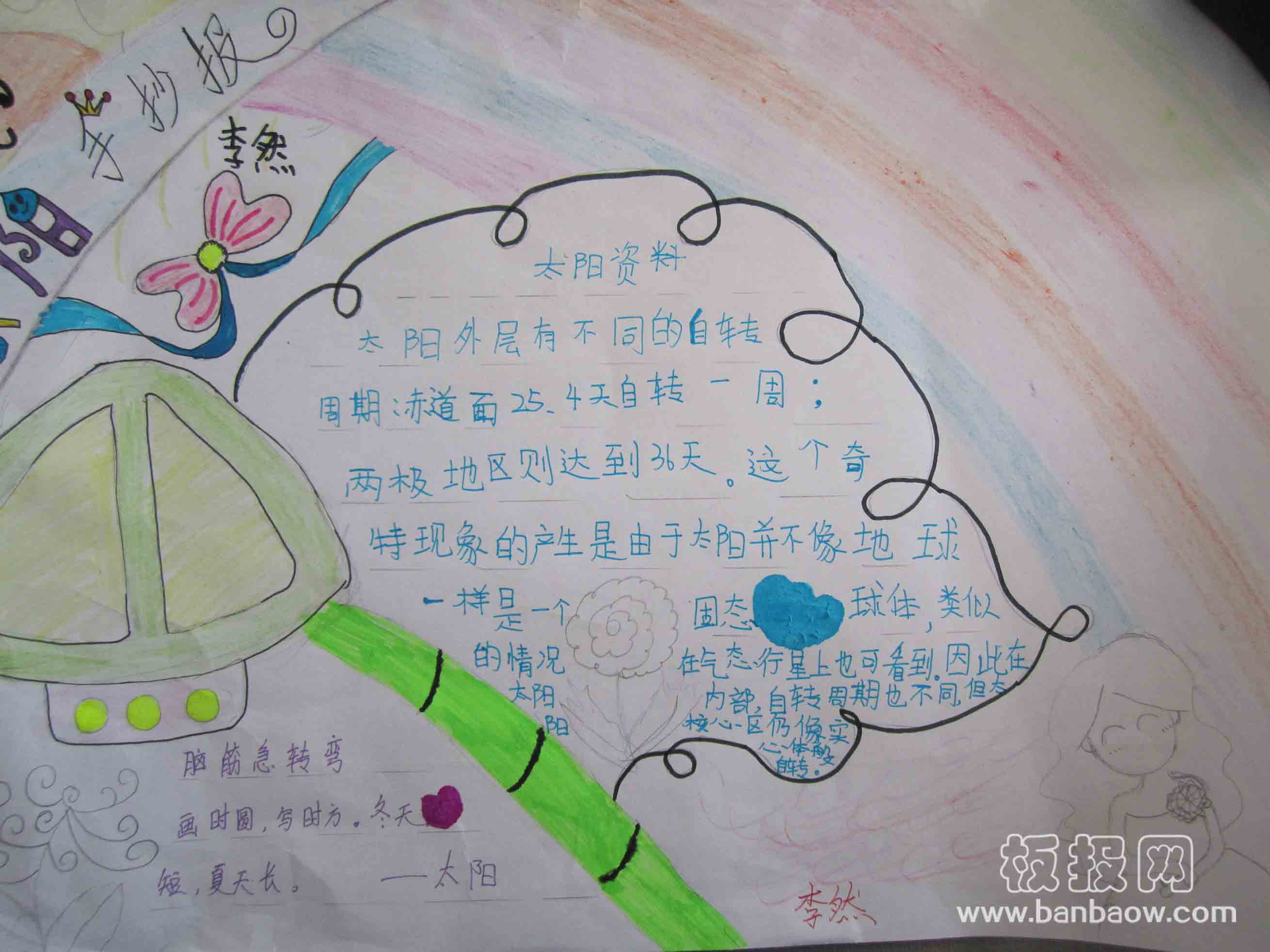 关于太阳和月亮的科普手抄报