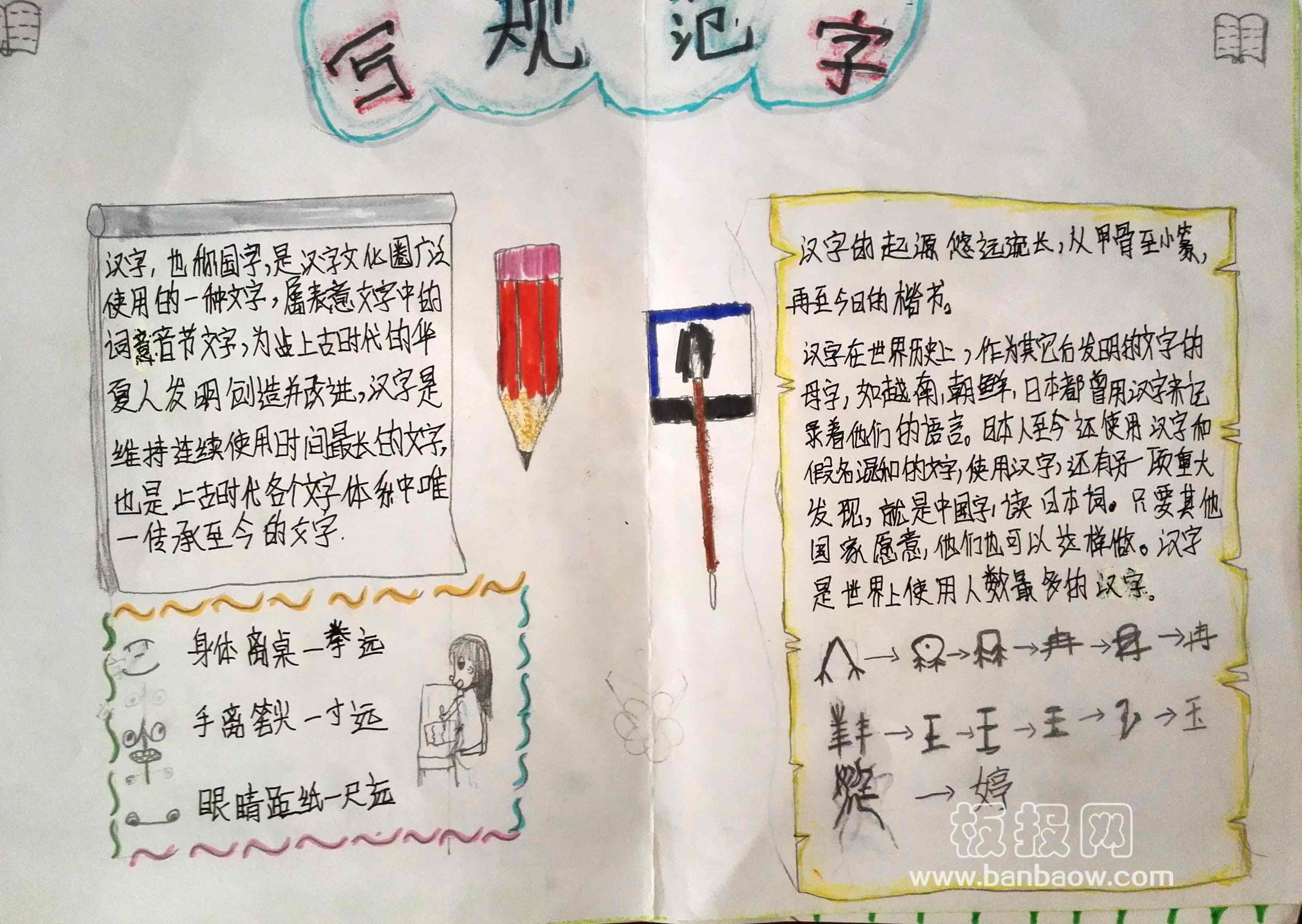 关于汉字主题规范写汉字手抄报