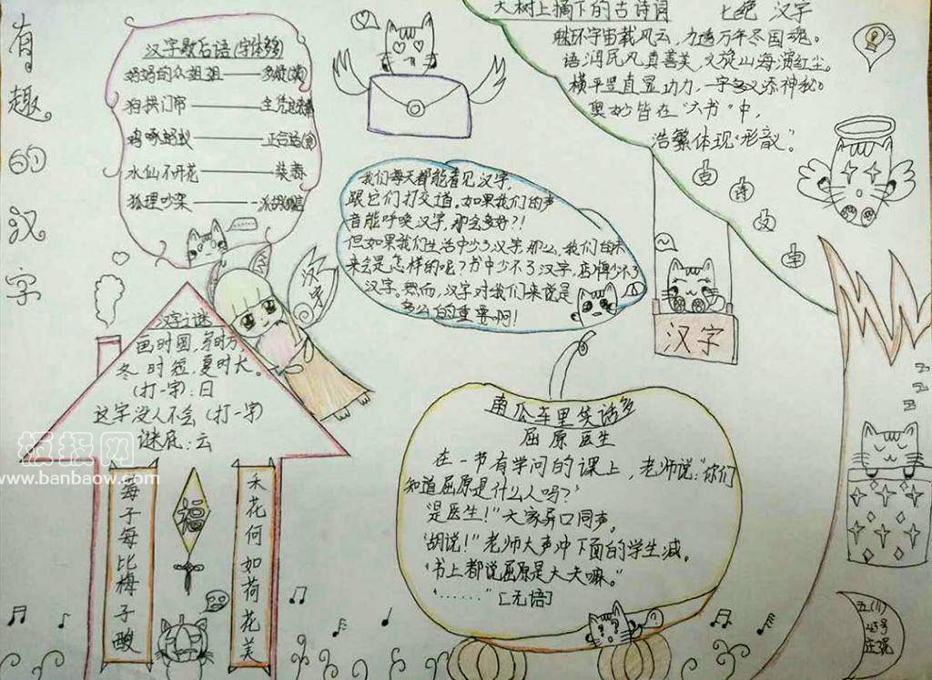 五年级有趣的汉字手抄报图片大全