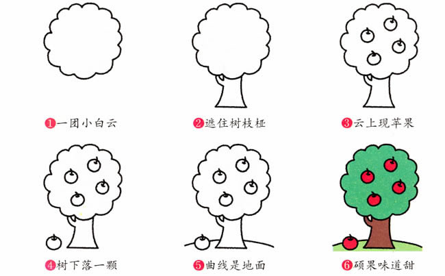 苹果树简笔画图片大全 苹果树怎么画