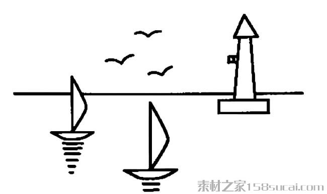 帆船灯塔简笔画图片 帆船灯塔怎么画