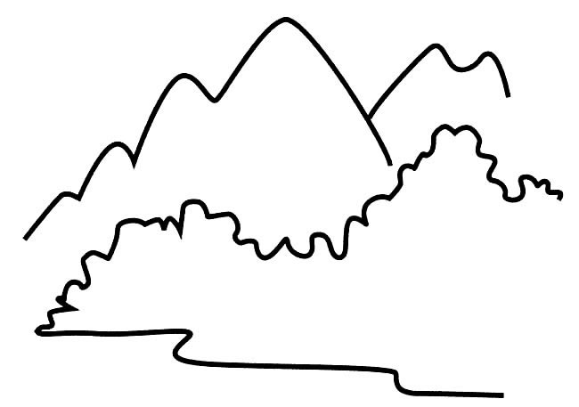 大山里的风景简笔画图片 大山黑白画