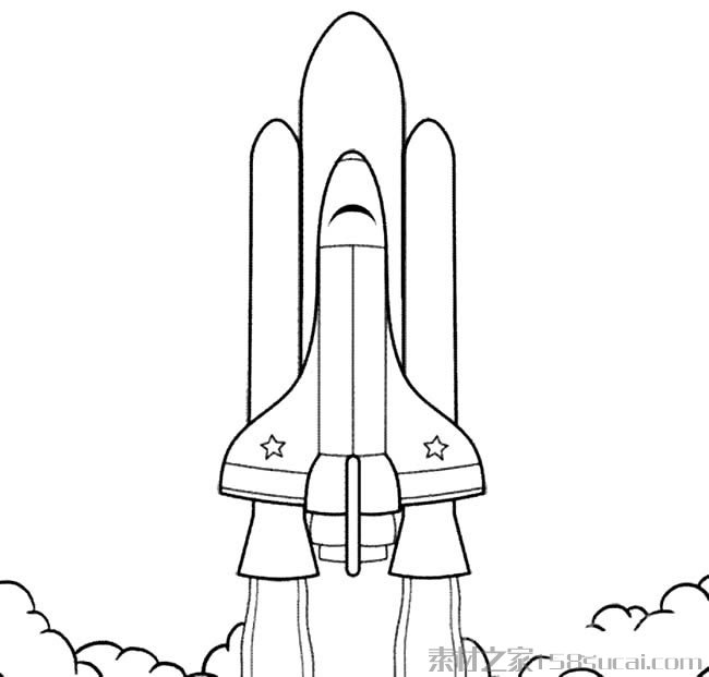 宇宙飞船简笔画图片 宇宙飞船黑白画