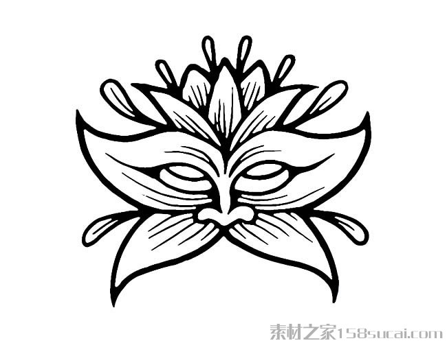 蝴蝶面具简笔画图片 玫瑰面具简笔画