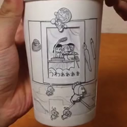 纸杯DIY超牛动画 跟着大雄一起搭上时光机吧