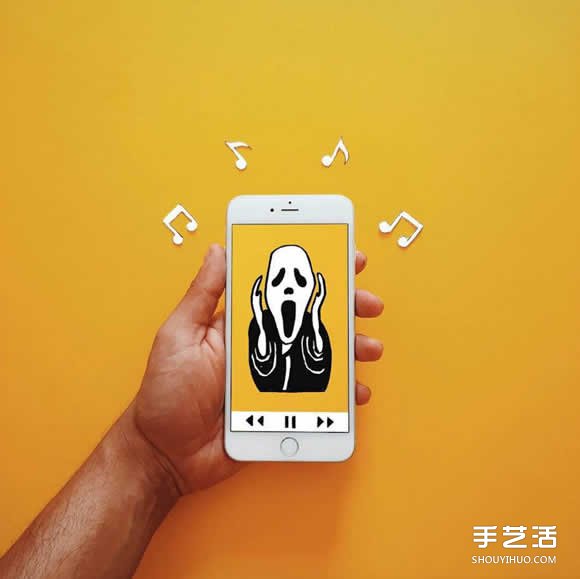 iPhone手机入画 DIY创意无限的有趣插画作品